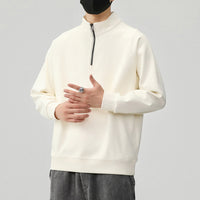 Men's Trendy Half Zip Sweatshirt - College Style Stand Collar - side view