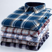 Men's Brushed Cotton Plaid Shirt - Long Sleeve Button Down - detail