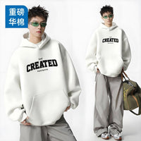 Men's Oversized Hooded Sweatshirt - Heavy Cotton Street Style Top - fabric detail