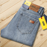 Men's Stretch Straight Leg Jeans - Business Casual Denim - model wearing