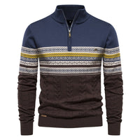 Men's Ribbed Knit Turtleneck - Slim Fit Winter Pullover - model wearing