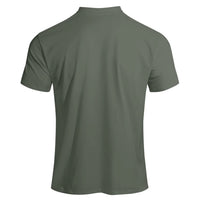 Men's Magnetic Snap Henley T-Shirt — Solid Color Casual Short Sleeve Tee
