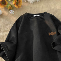 Men's Suede Heavyweight Crewneck Tee - Vintage Summer Top - close up