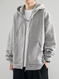 Men's Casual Zip Cardigan Jacket - Plus Size Solid Color - detail