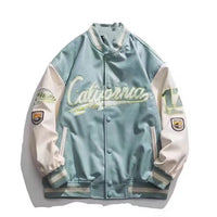 Men's PU Leather Varsity Jacket - Cotton Padded Baseball Coat - side view