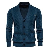 Men's Thick V-Neck Cardigan - Knit Button-Up Sweater Jacket - front view