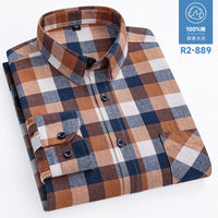 Men's Brushed Cotton Plaid Shirt - Long Sleeve Button Down - view 44