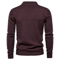 Men's Thick Mock Neck Sweater - Slim Fit Warm Knit Pullover - back view