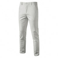 Men's Cotton Linen Straight Pants - Breathable Casual Trousers - full body