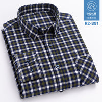 Men's Brushed Cotton Plaid Shirt - Long Sleeve Button Down - view 41