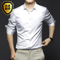 Men's Wrinkle-Free Ice Silk Dress Shirt - Slim Fit Business - back view