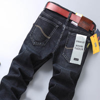 Men's High Waist Stretch Jeans - Loose Fit Casual Denim - view 16