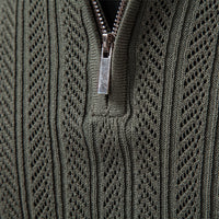 Men's Lightweight Half Zip Sweater - Thin Knit Business Pullover - side view