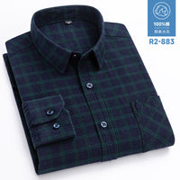 Men's Brushed Cotton Plaid Shirt - Long Sleeve Button Down - view 43
