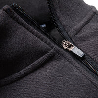 Men's Fleece-Lined Zip Jacket - Stand Collar Sweatshirt - detail
