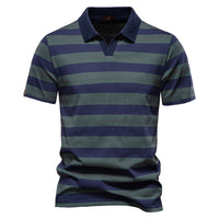 Men's Cotton Striped Polo Shirt - Classic Short Sleeve - styled