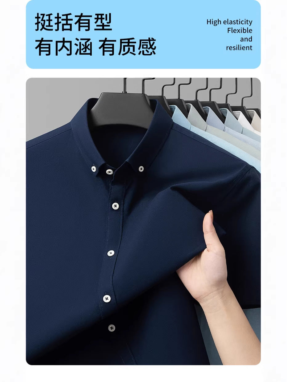 Men's Oxford Cotton Short Sleeve Shirt - Casual Button Down