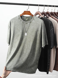 Men's Acid Wash Graphic T-Shirt - Distressed Retro Cotton Tee - side view