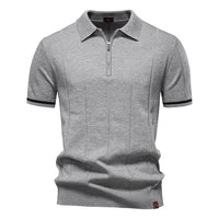 Men's Business Casual Knit Polo - Short Sleeve Collared Top - model wearing