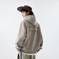 Men's Washed Graphic Hoodie - Heavyweight Fleece Pullover Sweatshirt - close up