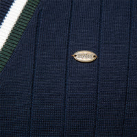 Men's V-Neck Cardigan Sweater - Contrast Trim Knit Jacket - side view
