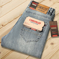 Men's Stretch Straight Leg Jeans - Business Casual Denim - close up