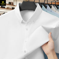 Men's Oxford Cotton Short Sleeve Shirt - Casual Button Down - fabric detail