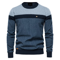 Men's British Stripe Crewneck Sweater - Classic Knit Pullover - front view