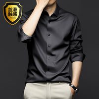 Men's Wrinkle-Free Ice Silk Dress Shirt - Slim Fit Business