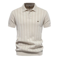 Men's Knit Polo Shirt - Short Sleeve Collared Top - close up