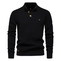 Men's Stand Collar Business Sweater - Solid Knit Pullover - close up