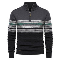 Men's Half Zip Stand Collar Sweater - Premium Knit Pullover - styled