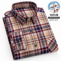 Men's Brushed Cotton Plaid Shirt - Long Sleeve Button Down - view 49