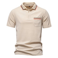 Men's Striped Business Polo - Short Sleeve Knit Collar Top - view 11