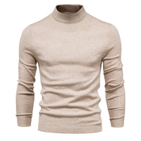 Men's Thick Mock Neck Sweater - Slim Fit Warm Knit Pullover - front view