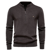 Men's Full Zip Knit Cardigan - Solid Color Long Sleeve Sweater - back view
