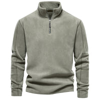 Men's Fleece Stand Collar Sweatshirt - Half Zip Pullover Top - front view