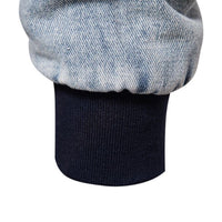 Men's Fleece-Lined Denim Jacket - Washed Casual Jean Coat - close up