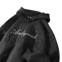 Men's Premium Suede Hoodie - Heavyweight Hooded Jacket - detail