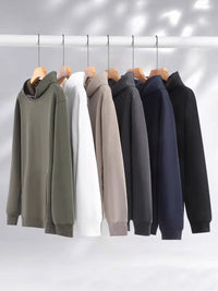 Men's Heavyweight Fleece Hoodie - 320g Cotton Pullover Sweatshirt - front view