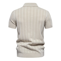 Men's Knit Polo Shirt - Short Sleeve Collared Top - back view