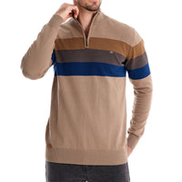 Men's Striped Half Zip Pullover - Knit Sweater Top - back view