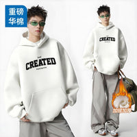 Men's Oversized Hooded Sweatshirt - Heavy Cotton Street Style Top - view 12