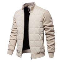 Men's Color Block Stand Collar Jacket - American Style Casual Coat - front view