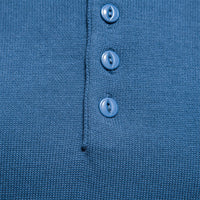 Men's Henley Collar Knit Sweater - Solid Pullover Long Sleeve - fabric detail