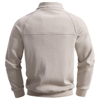 Men's Fleece-Lined Half Zip Sweatshirt - Stand Collar Pullover - back view