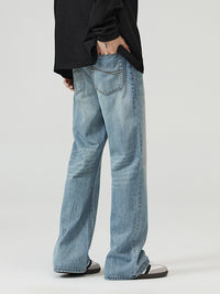 Men's Washed Light Blue Bootcut Jeans - side view