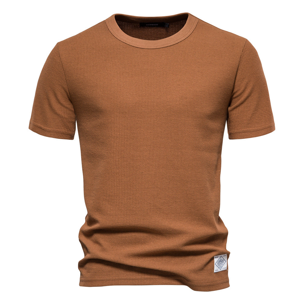 Men's Waffle Knit T-Shirt - Crewneck Base Layer Top