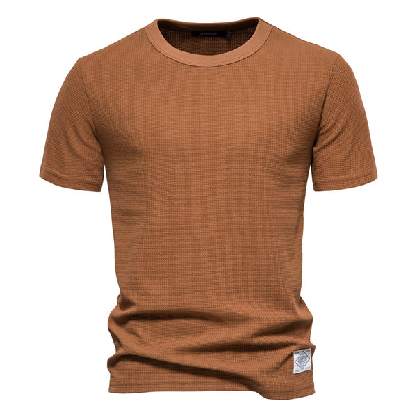Men's Waffle Knit T-Shirt - Crewneck Base Layer Top