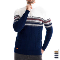 Men's Ribbed Knit Turtleneck - Slim Fit Winter Pullover - detail